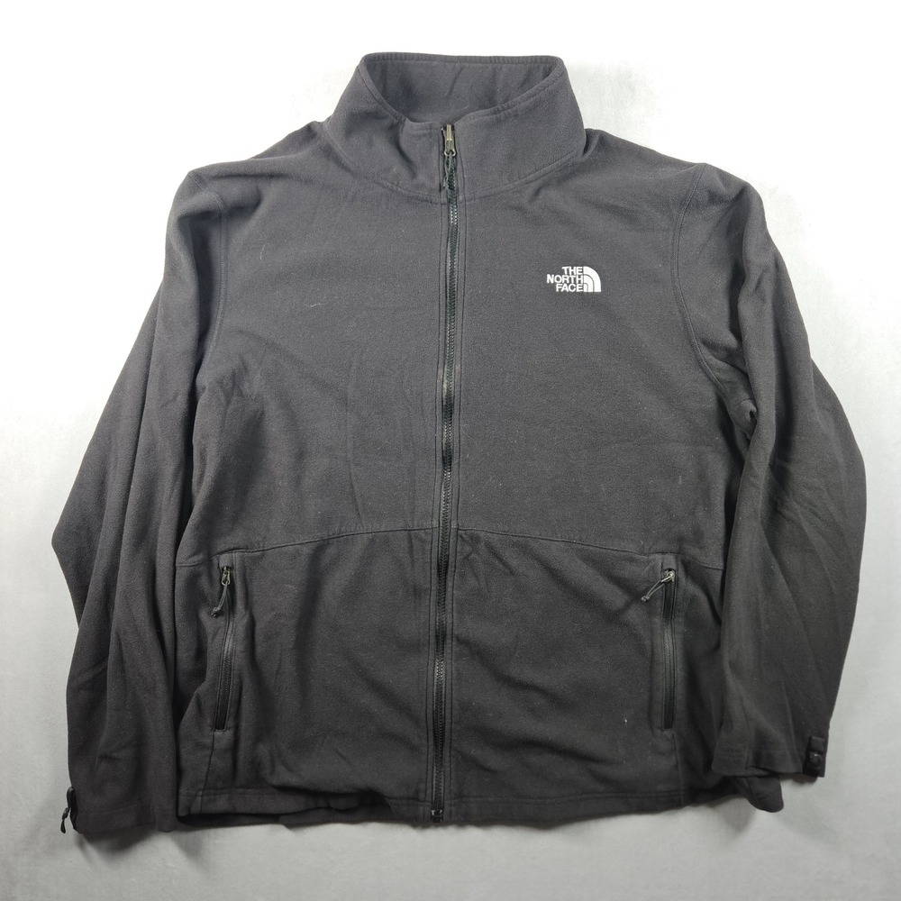 The North Face Fleece Jacket Mens XXL Black Full Zip Mock Neck Soft Shell